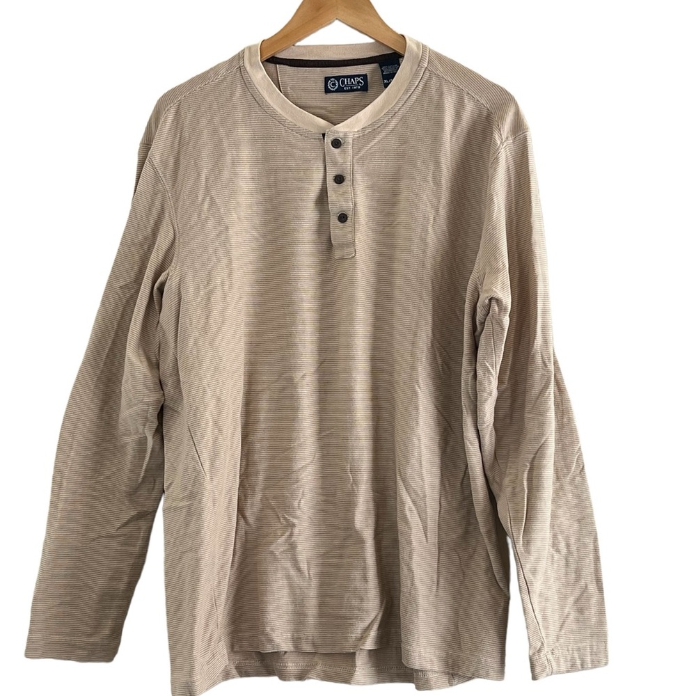 Chaps | Beige long sleeve Henley style shirt size extra large